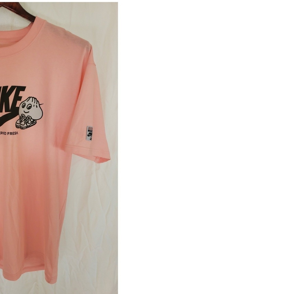 Nike Sole Food Served Fresh Dumpling Graphic T-Shirt Peach Pink Loose Fit Small